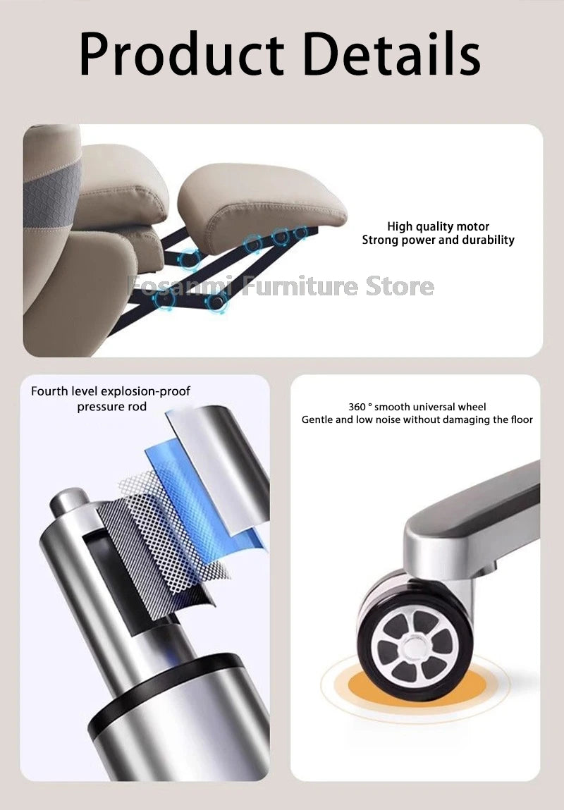 Comfortable and Soft Leather Electric Home Gaming Swivel Chair Thick Boss Office Chair Ergonomic Adjustable Height Desk Chairs