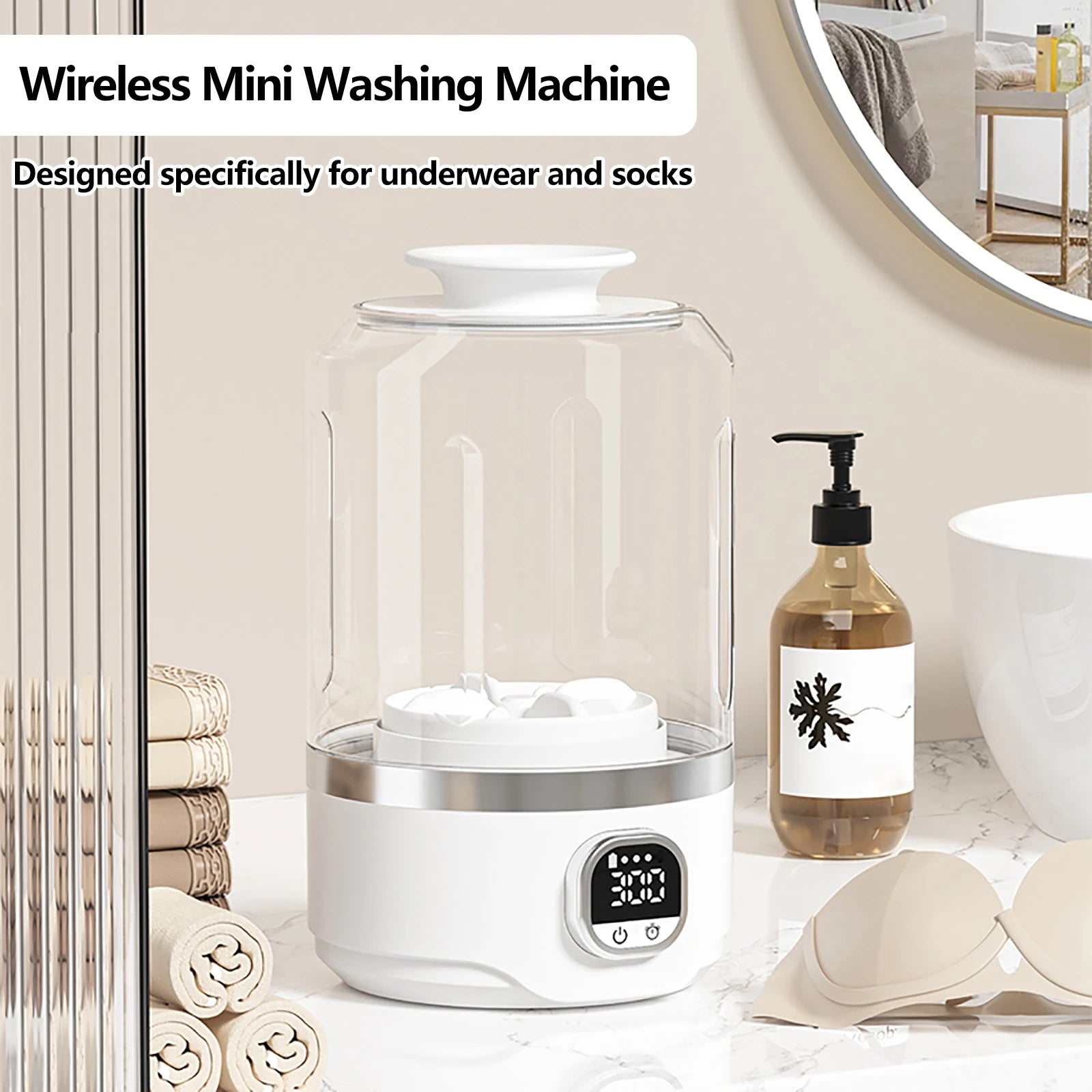 4000mAh Battery Fully Automatic Mini Portable Washing Machine which can wash underwear socks suitable for business tripsoutdoor