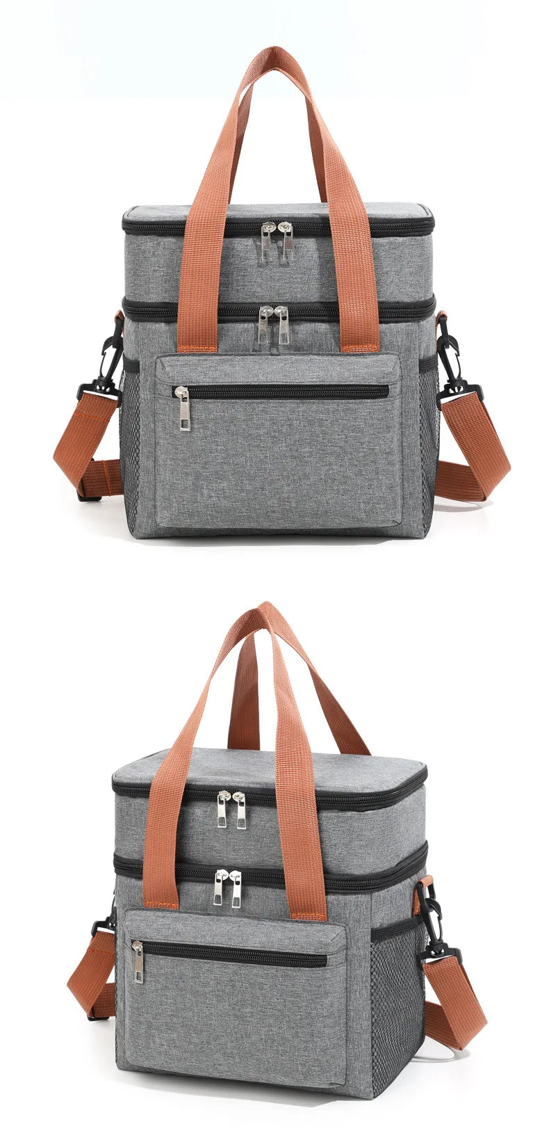 1PC Large Capacity Lunch Bag Double Layers Thermal Insulation Picnic Bag Food Drink Storage Tote With Shoulder Strap Cooler Bags