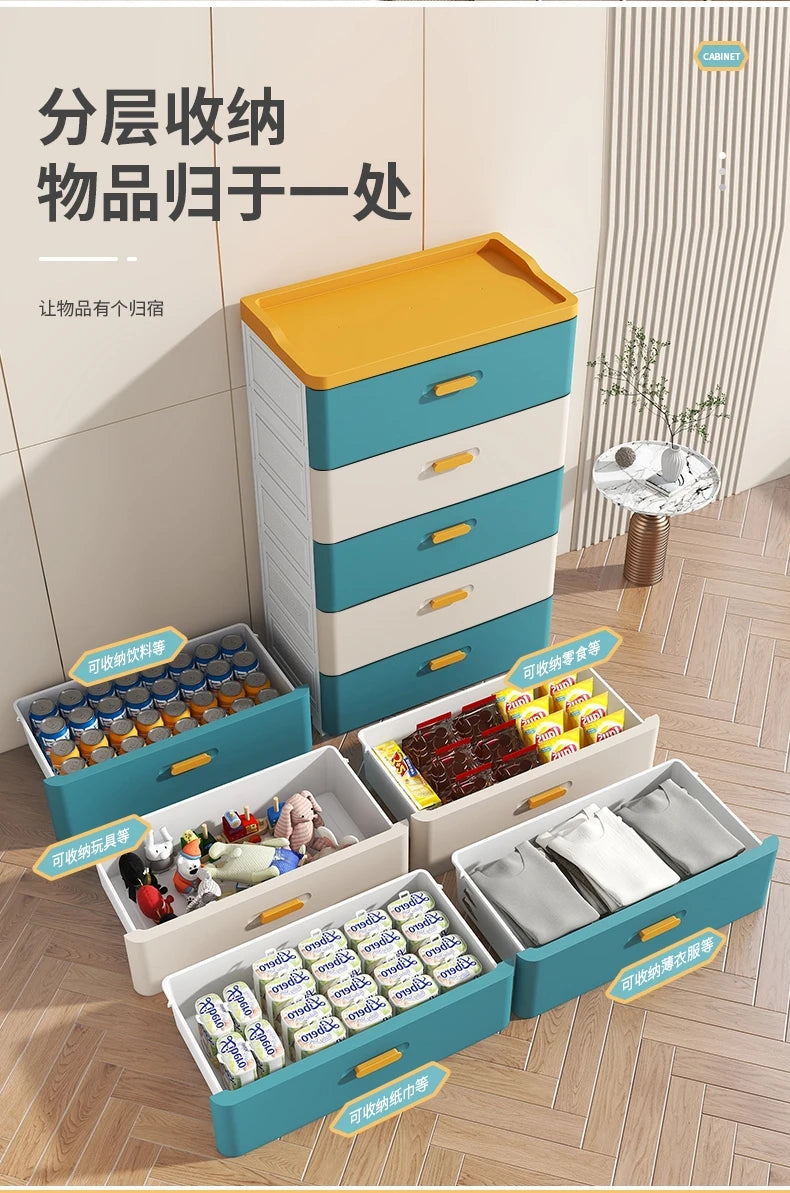 Thickened Drawer Storage Cabinet, Multi-Layer PP Organizer, Silent-Wheel Bedside Cabinet, Modern Large-Capacity Home Storage Box