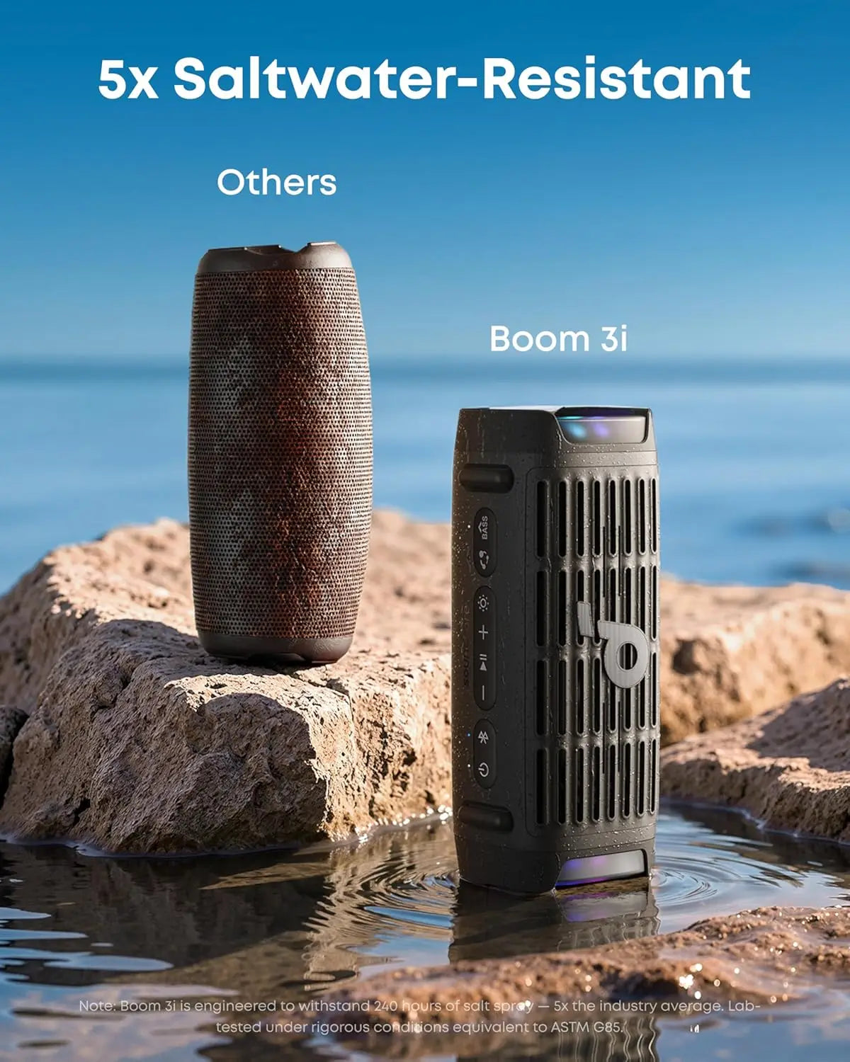 Soundcore Boom 3i by Anker Rugged Outdoor Speakers IP68 Waterproof Floating Playback Saltwater-Resistant BassUp 2.0 16H Playtime
