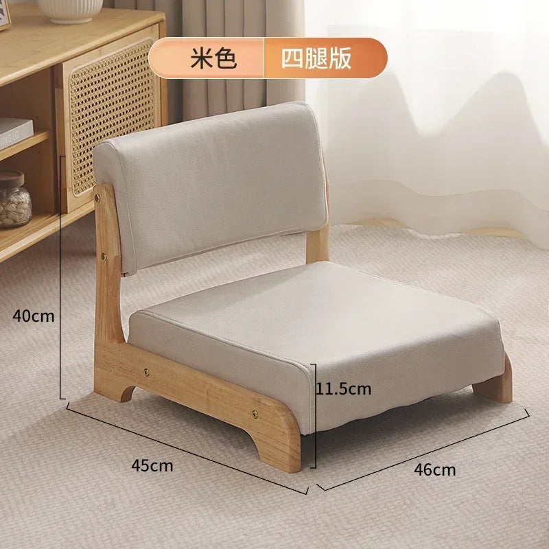 Japanese Tatami Chair Backrest Solid Wood Bed Legless Seat Bay Window Single Lazy Sofa Floor Chair Bedroom Sitting Furniture