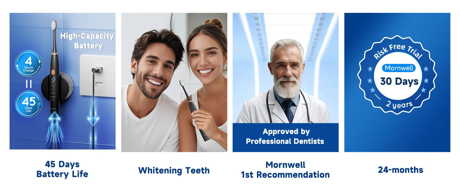 Electric Toothbrush for Adults with 8 Brush Heads , 4 Modes Deep Clean Electric Toothbrush with USB Cable and 2 Min Smart Timer