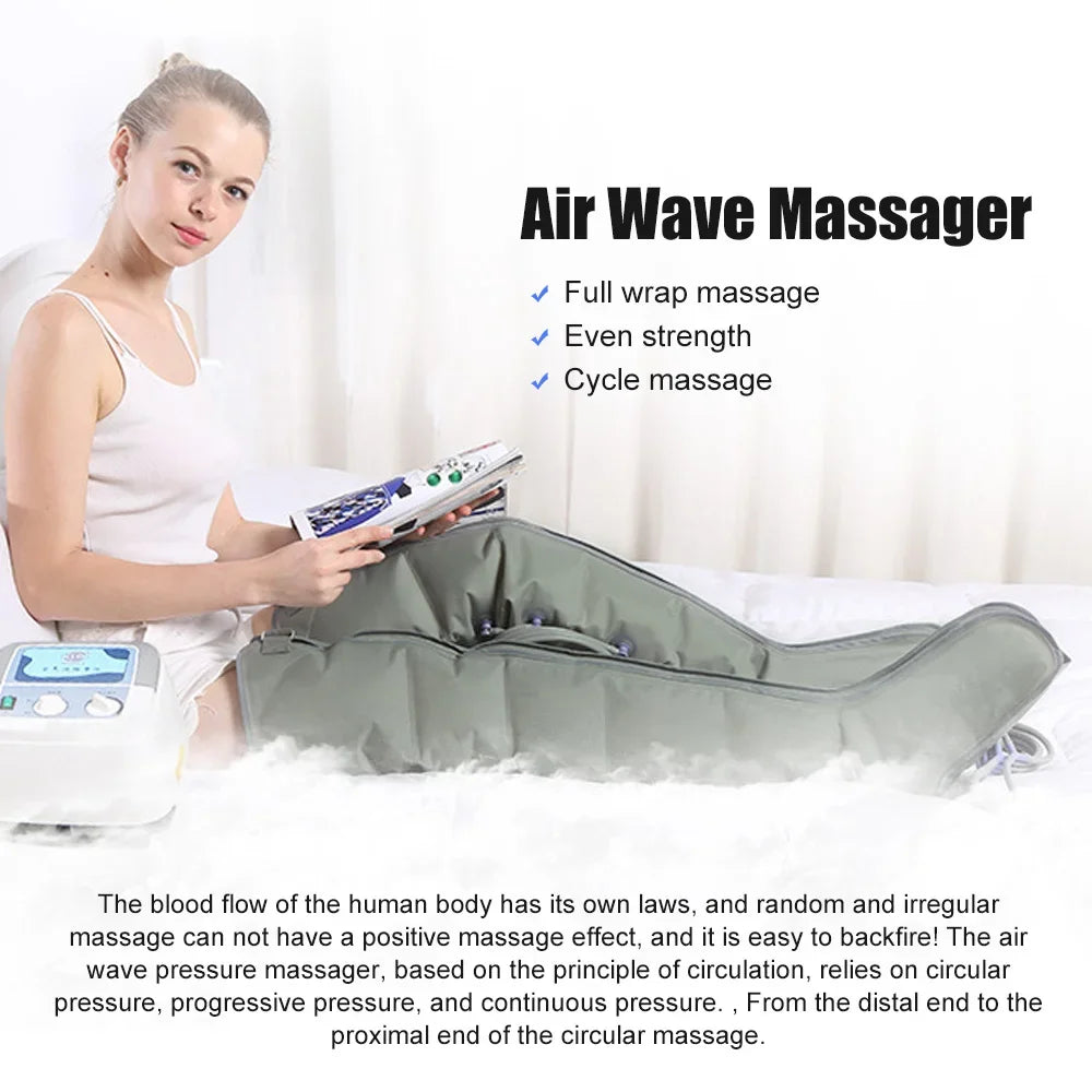 6 Air Wave Electric Massager Lymphatic Drainage Vacuum Therapy Pressotherapy Machine Muscles Relax Leg Arm Waist body Massage