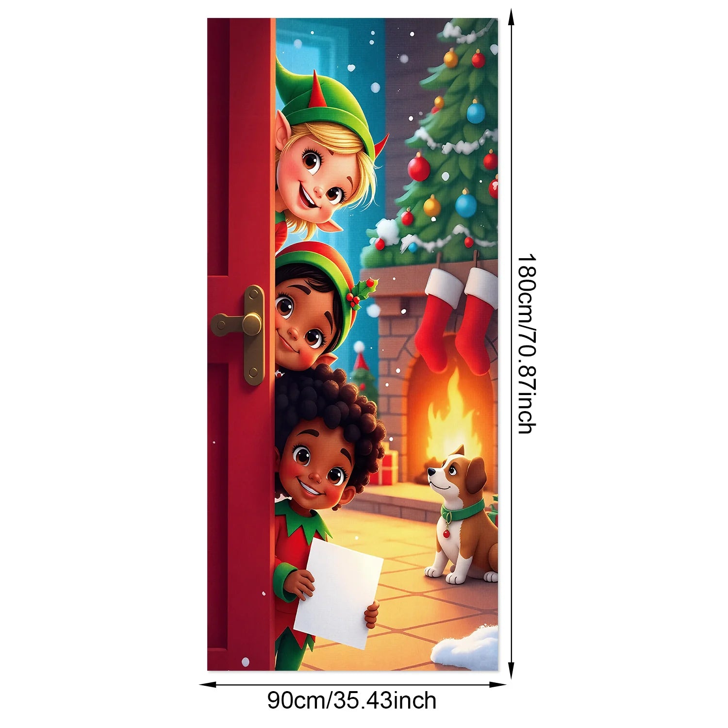 1pcs 2D Christmas Theme Door Cover Banner 2026 New Year Living room Decor Xmas Navidad Santa Snowman animals decor Favor Gift