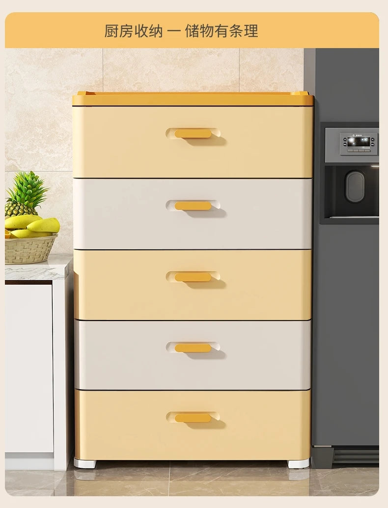 Thickened Drawer Storage Cabinet, Multi-Layer PP Organizer, Silent-Wheel Bedside Cabinet, Modern Large-Capacity Home Storage Box