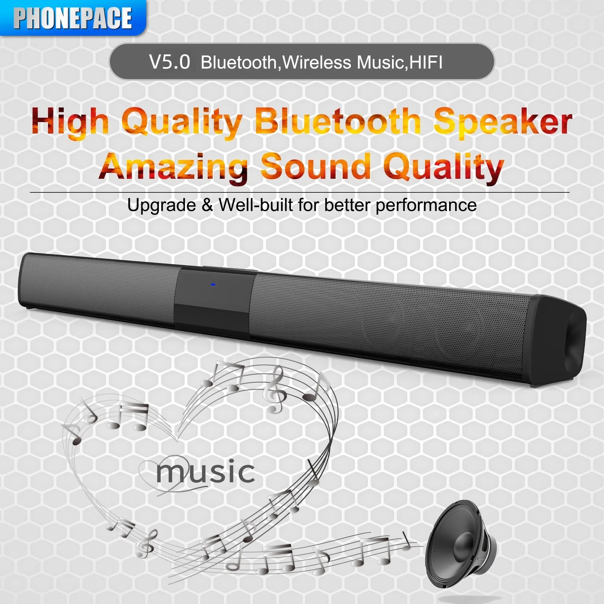 PHONEPACE Wireless Bluetooth Sound bar Speaker System Super Power Speaker Surround Stereo Home Theater TV Projector