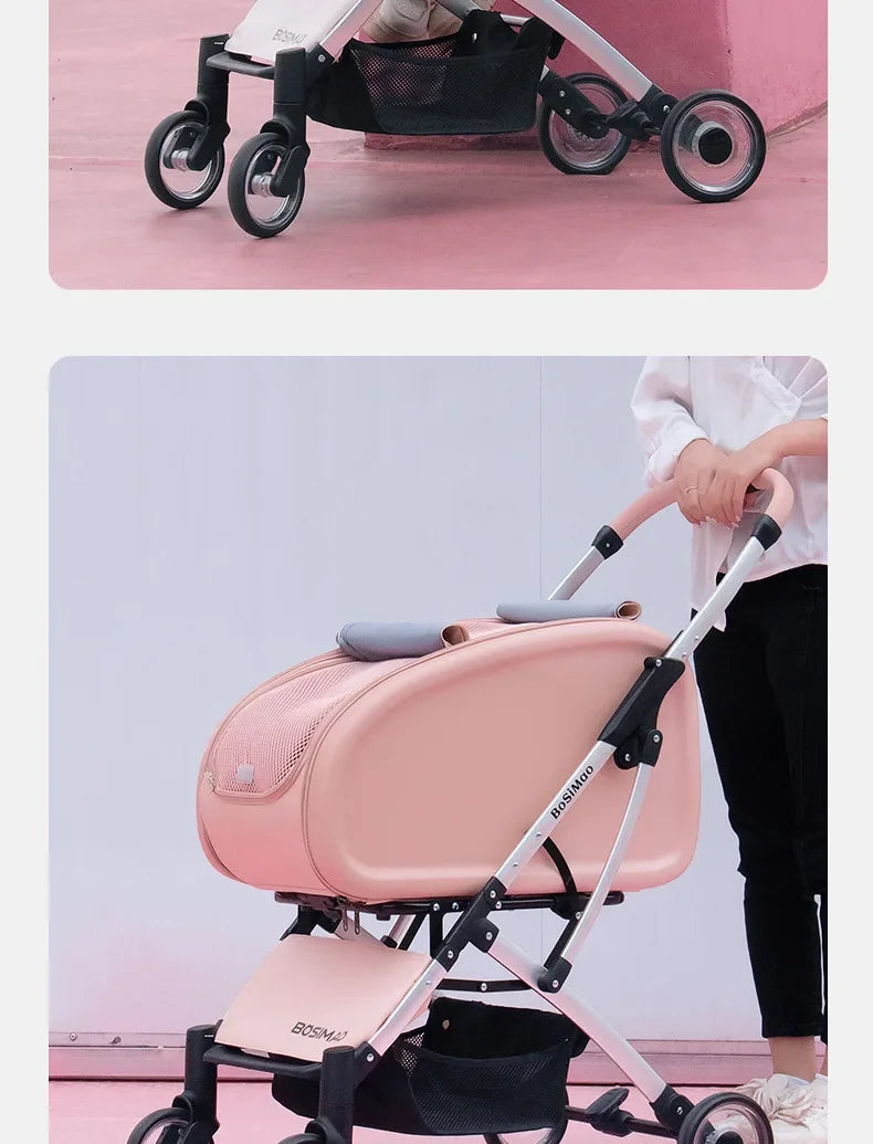 2024 Pet Stroller Transparent Pet Cart Dog Walking Cart Small Medium Sized Dog Pulled Stroller Lightweight Foldable Detachable
