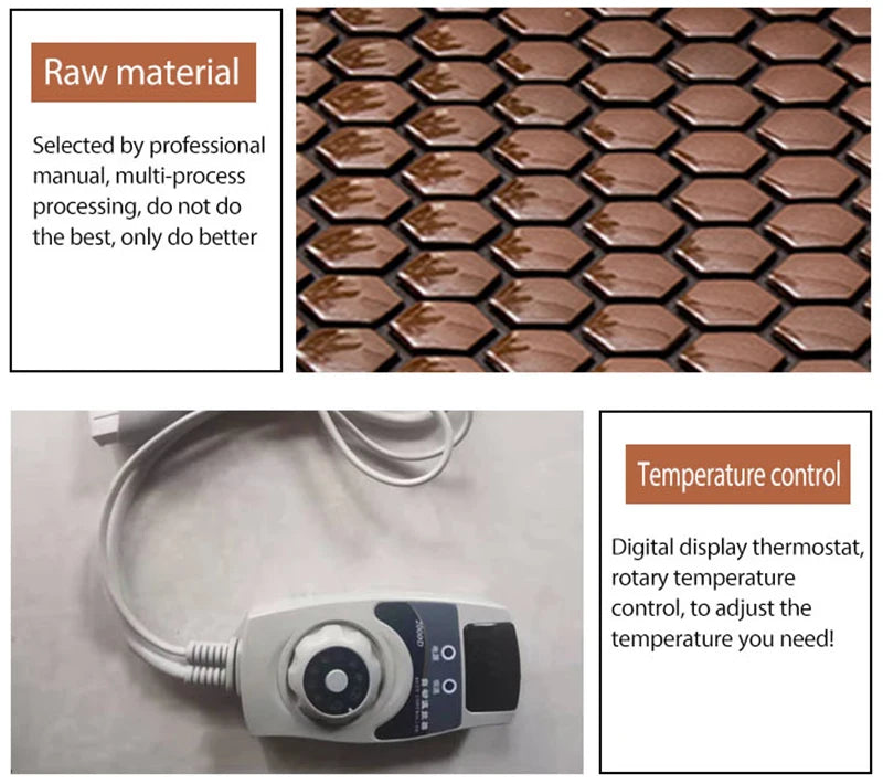 Jade Tourmaline Thermostat Mattress Massager Sitting Cushion With Smart Timer Remote Controller Far Infrared Heating Therapy Pad