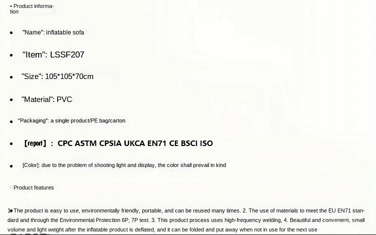 Creative Esports Game Inflatable Circular Sofa Chair with Cup Holder and Side Pockets Music Karaoke Black Bean Bag Sofa