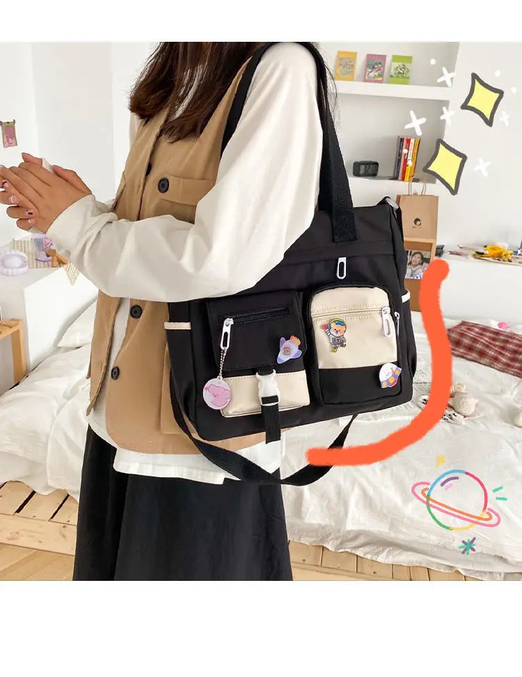 Waterproof Canvas Women Handbags Shoulder Bag Nylon Ladies Messenger Bag Oxford Crossbody Bags Tote Book Bags for Girls Satchels