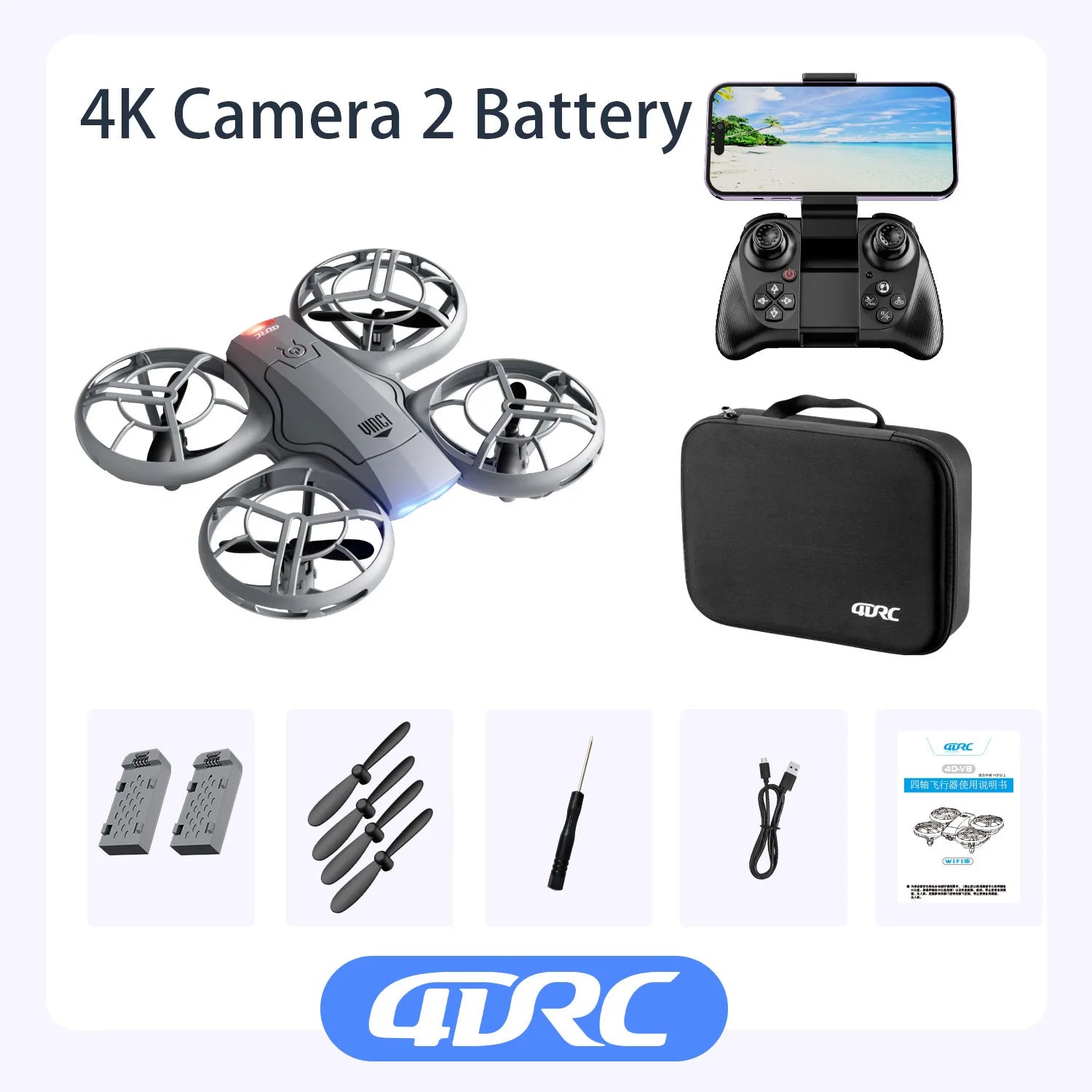 4DRC V8 Mini Drone 4k profession HD Wide Angle Camera 1080P WiFi fpv Dron Camera Height Keep Drones Camera RC Quadcopter Toys