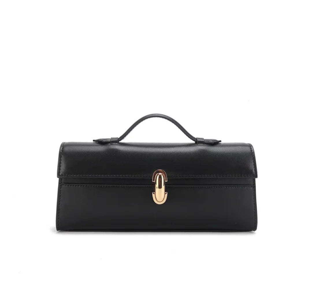 SAVETTE Brand Genuine Leather Small Square Bag Rectangular Baguette Tote Women's Simple Handbag