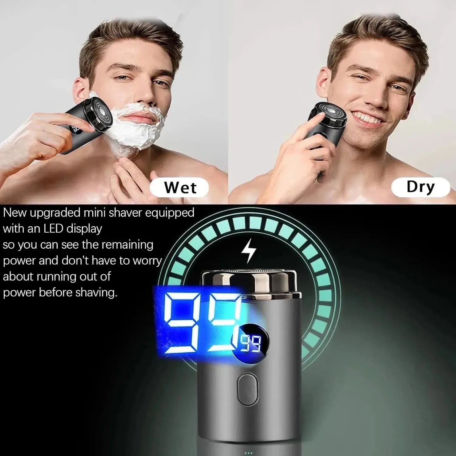 Men Electric Mini Shaver Rechargeable Type-c Charging Car Portable Led Digital Display Wet & Dry Shaver Men Women Home Razor