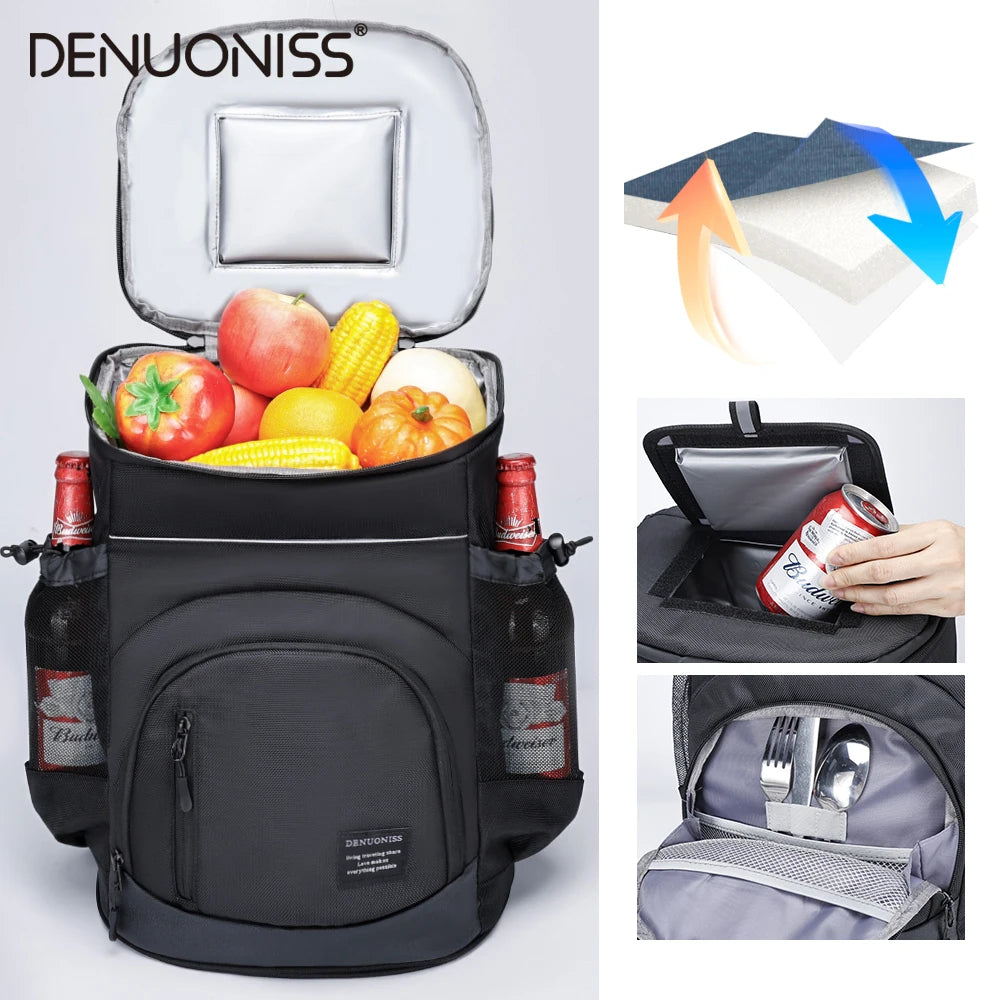 DENUONISS 33L Thermal Cooler Backpack For Drinks Beach Carnival Insulated Backpack Bag Waterproof Outdoor Cooler Bag Customized