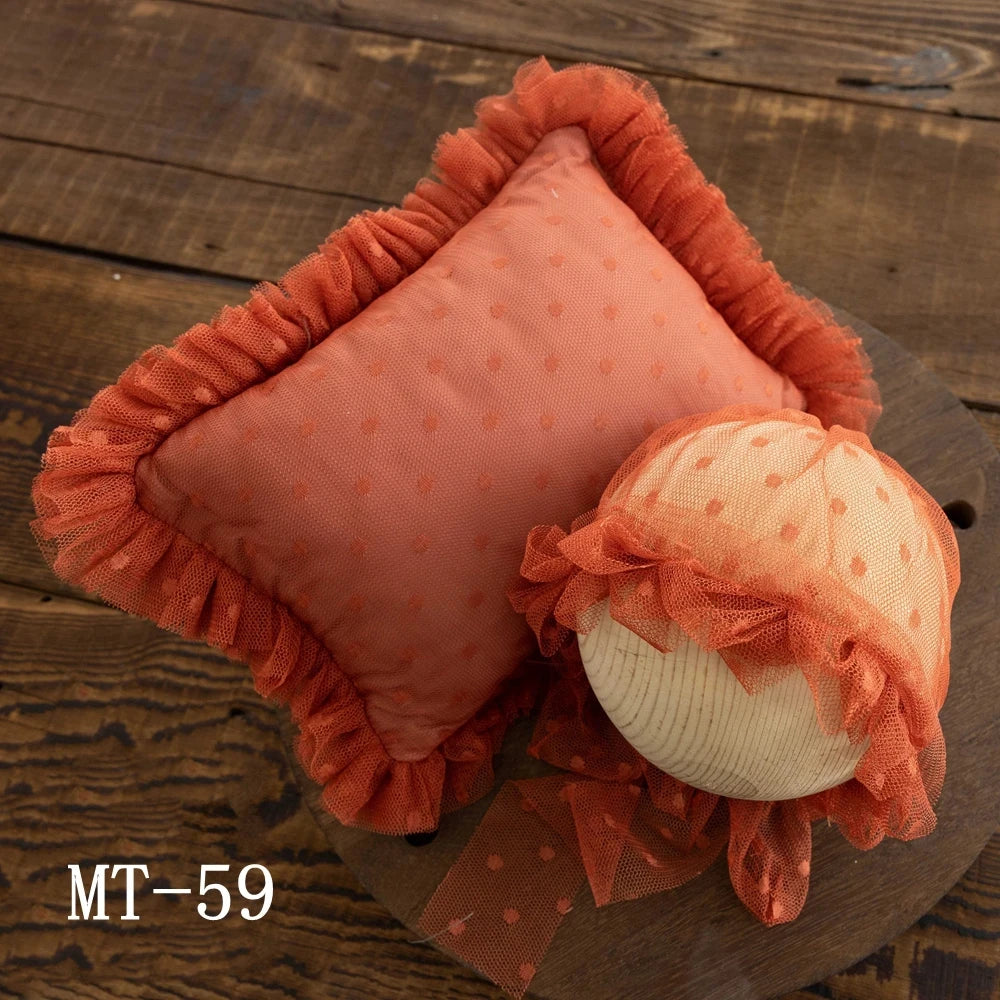 Newborn Photography Props Lace Hat+Pillow 2pcs/Set Baby Posing Props Up Pillows Studio 0-1 Month Infant Photoshoot Accessories