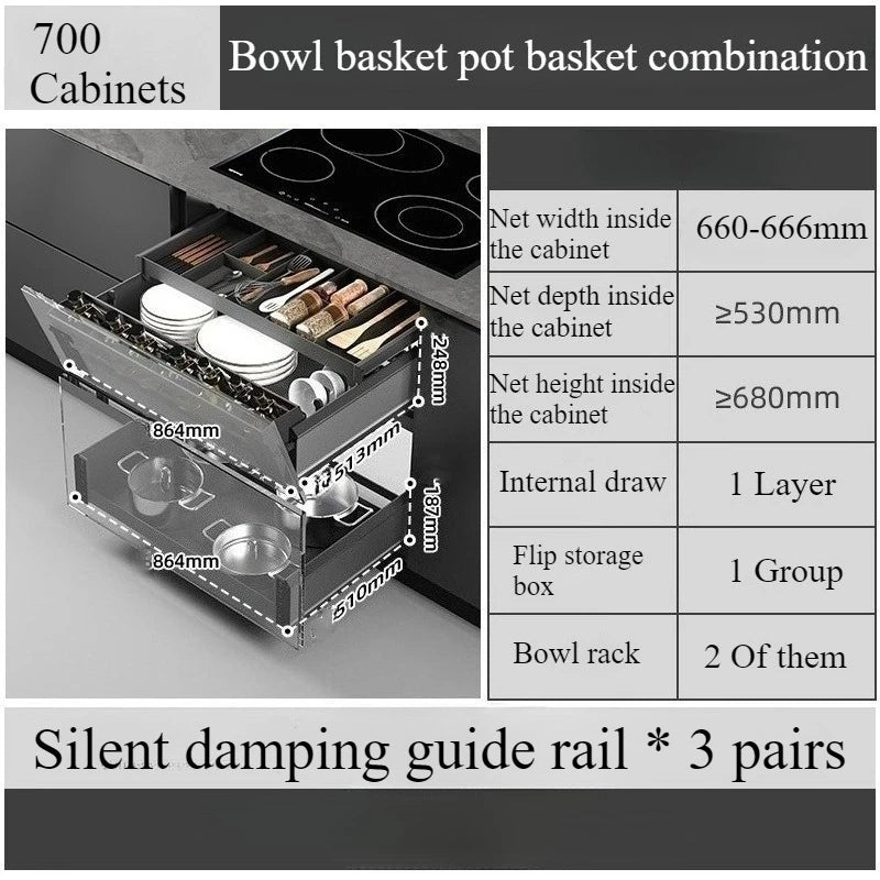 Metal Kitchen Cabinet Storage Narrow Organizer Drawer Small Spaces Extendable Cabinets Household with Sliding Track Furniture