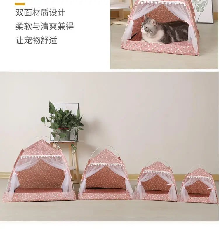 Cat Tent Bed Pet Cat House Closed Cozy Puppy Cage with Floors Pet Dog House Calming Cat Beds Puppy Kennel Tents Pet Supplies