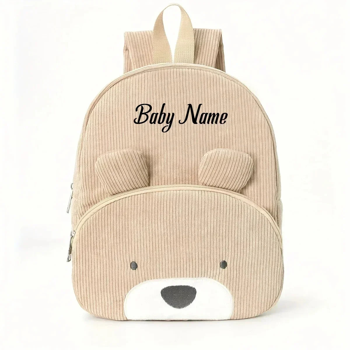 Personalized corduroy Backpack custom name embridery kindergarten schoolbags for children girls boys solid baby cute bags bear