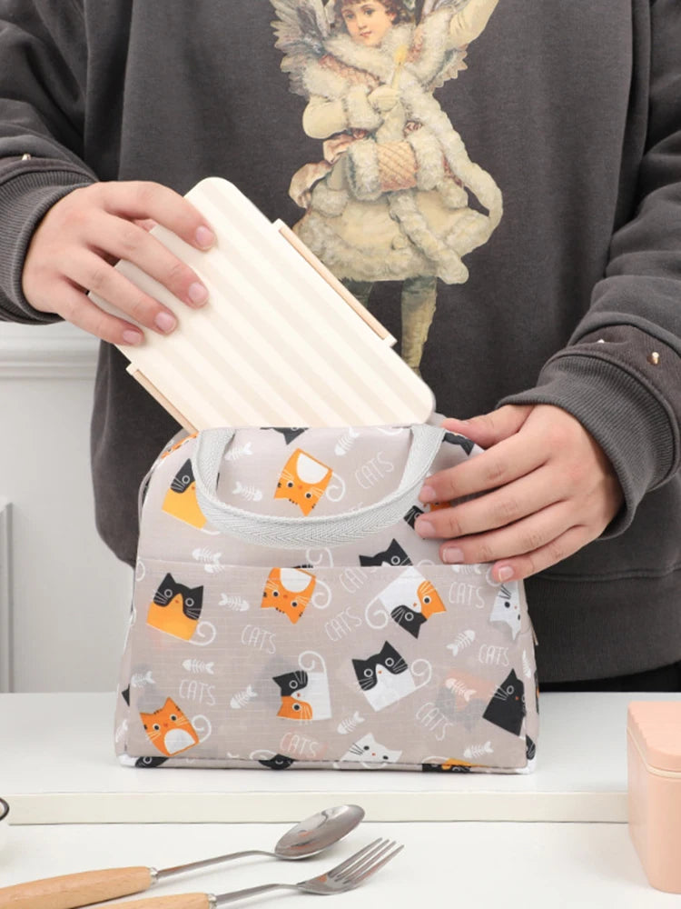1PC Portable Lunch Bags Thermal Insulation Lunch Box Storage Bag Children's School Lunch Box Bag Picnic Storage Large Capacity