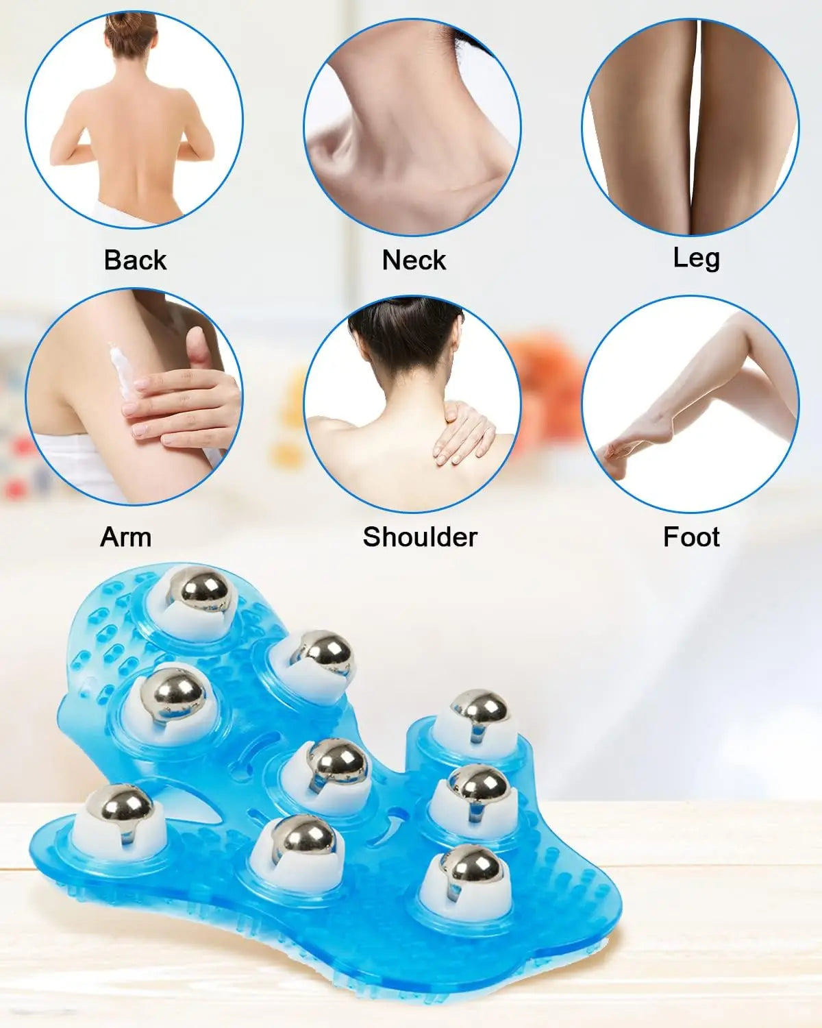 Handheld Massage Ball for Muscle Back Neck Joint Foot Shoulder Leg Pain Relief - Palm Shaped Massage Tool with Roller Balls