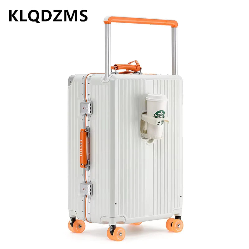 KLQDZMS Carry-on Travel Luggage 20"24"28 Inch Aluminum Frame Large Capacity Trolley Case PC Boarding Box Multi-function Suitcase