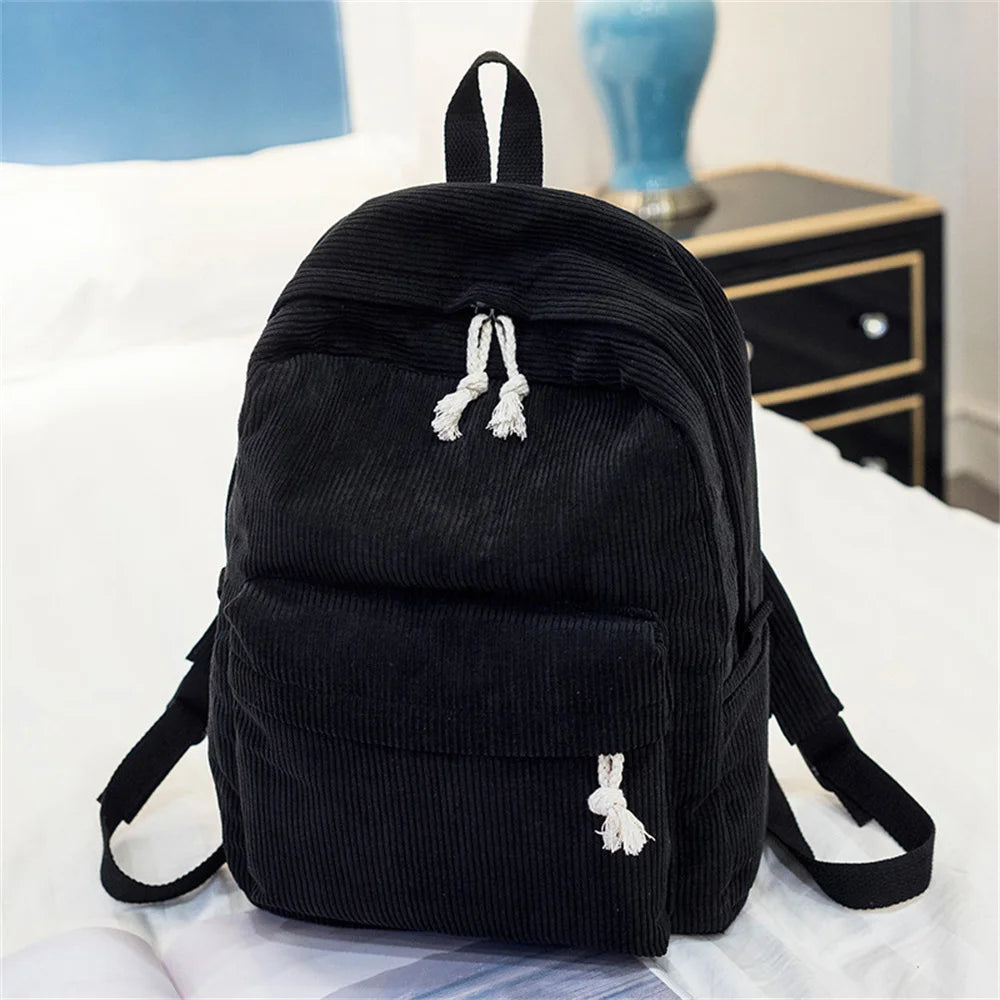 Large Capacity Corduroy Schoolbag Custom Name Solid Color Campus Bag Personalized Travel Simple Corduroy Backpack Unique Gifts