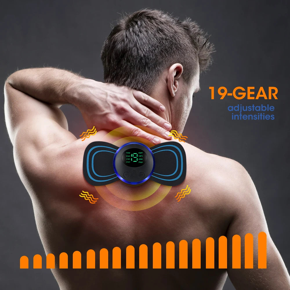 8 Modes Neck Massager Electric Back Shoulder Full Body Leg Massage Pad Remote Control Muscles Relax Fatigue Relief Patches Mini