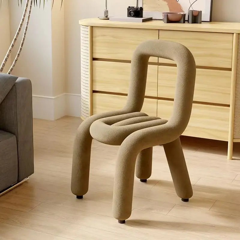 Nordic Style Creative Curved Chair, Plush Upholstered Kids/Accent Living Room Furniture