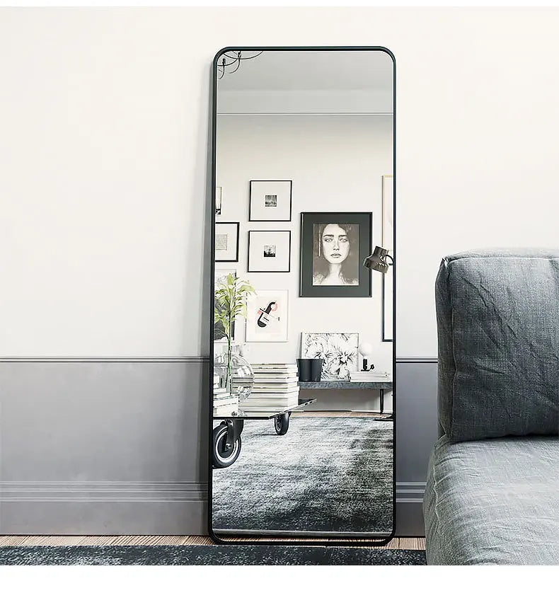 Full Length Tempered Glass Dressing Mirror for Girls, HD Wall Mounted or Floor Standing, Antiexplosion, Home Bedroom
