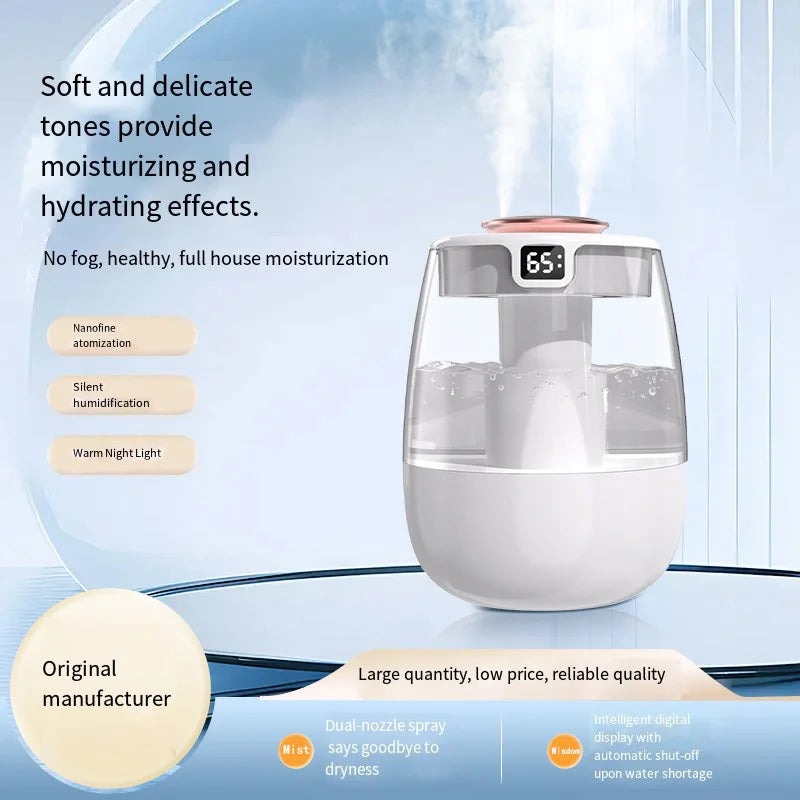 Air Humidifier Aroma Humidifier Double Spray Port Essential Oil Diffuser USB Water Humidifier with Light for Home Office