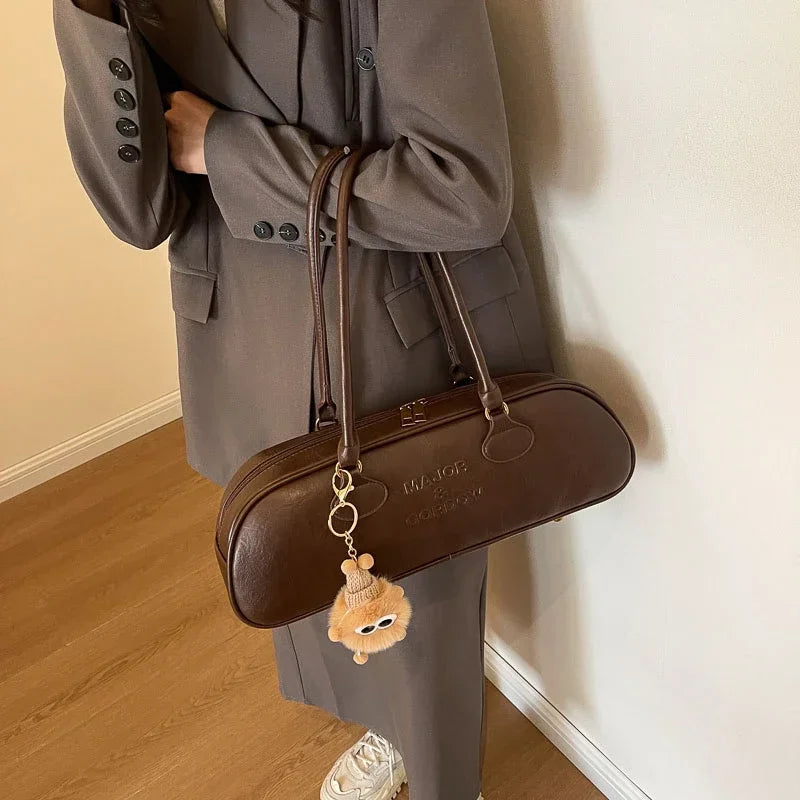 Pu Solid Sewing Zipper Shoulder Bags Soft Baguette Type 2024 High Quality Bags for Women Large Capacity Women's Handbags