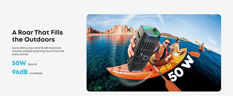 Soundcore Boom 3i by Anker Rugged Outdoor Speakers IP68 Waterproof Floating Playback Saltwater-Resistant BassUp 2.0 16H Playtime