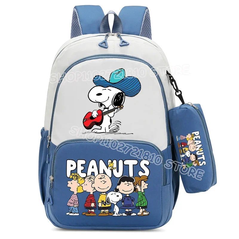 2pcs Snoopy School Bag Boys Girls Large Capacity Water-repellent Student Backpacks High Value Cute Cartoon Print Bookpack Gift