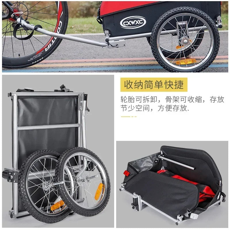 Pet Carrier Bicycle Trailer Outdoor Camping Foldable Load Pull Pet Trailer Hanging Small Pull Truck After Riding Travel Stroller