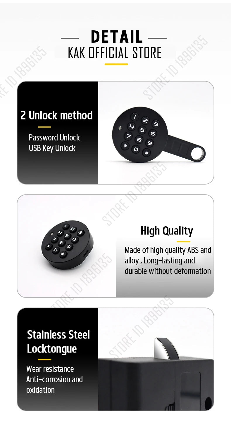 KAK Security Cabinet Password Locks Keyless Door Lock Drawer Combination Code Lock for Gym Locker Lock Electronic Furniture Lock