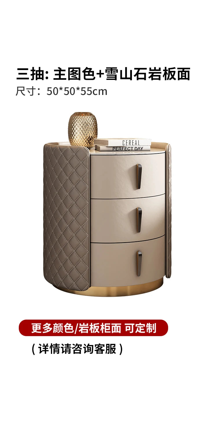 Storage Modern Nightstand Aesthetic Luxury Simple Leather Bedside Table Italian Trendy Muebles Para Cuarto Bedroom Furniture