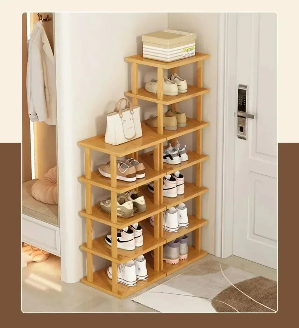 Bamboo Shoe Rack Detachable Shoe Rack for Easy Installation Storage Rack Entrance Storage Rack Multi-layer Simple Storage Rack