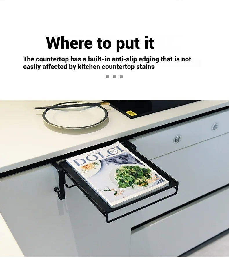 Foldable Countertop Shelf - Carbon Steel Cabinet Door Organizer with Multi-Functional Board - Space Saving Kitchen & Home Storag