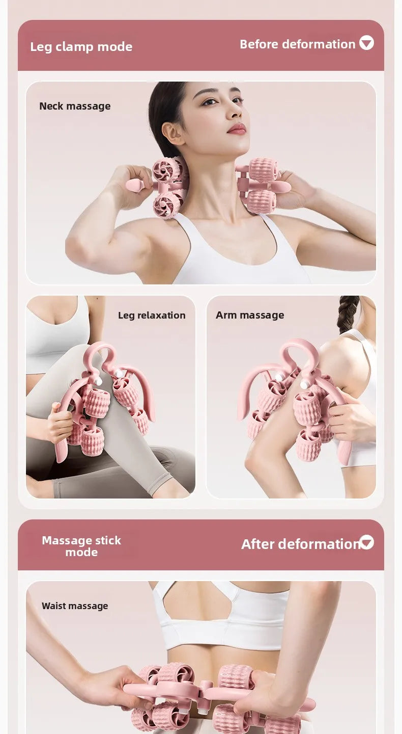 8-wheel multi-functional leg massager ring leg roller thigh calf muscle relaxation lazy neck leg full body massager