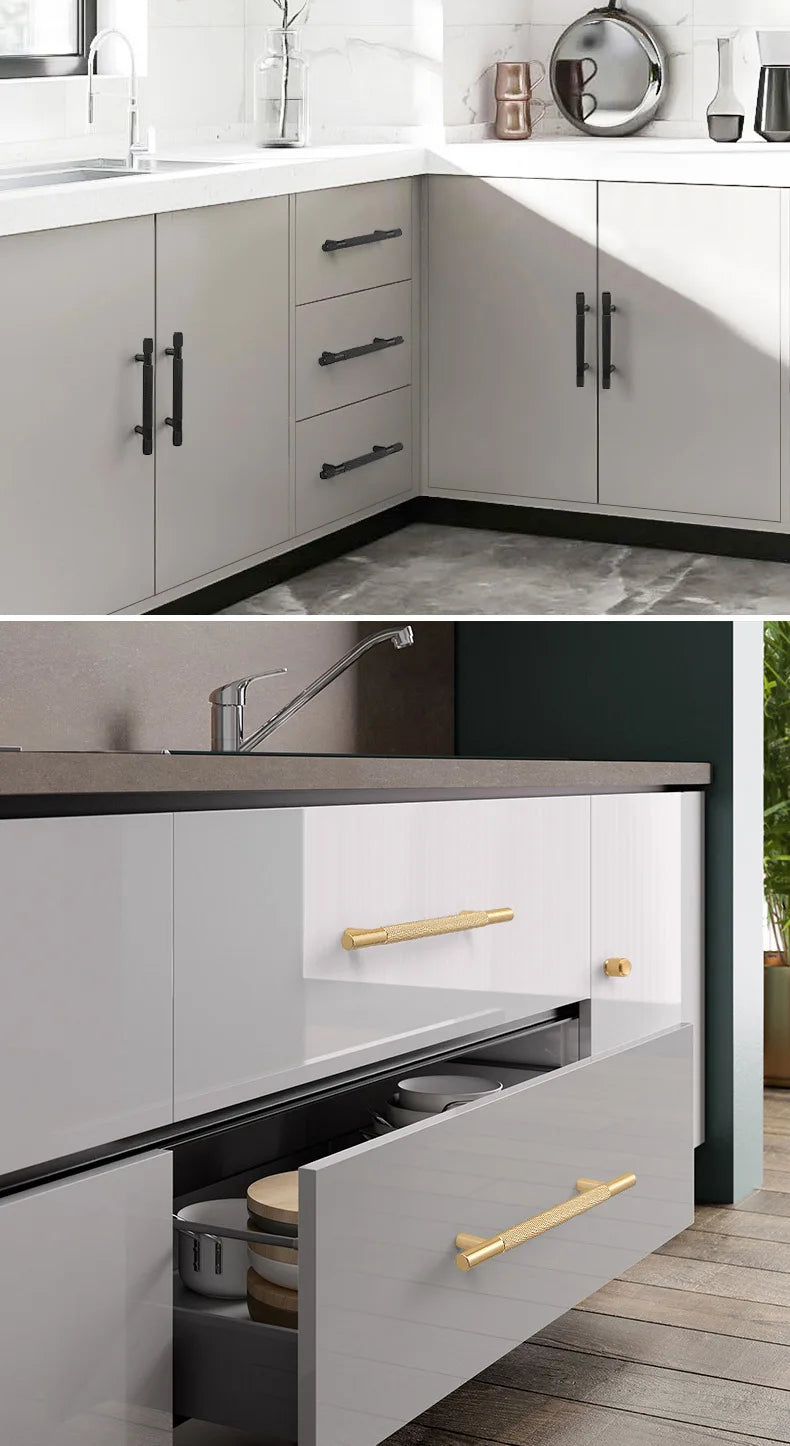 Black Gold Knurled Kitchen Cupboard Cabinet Storage Handles Closet T Bar Wardrobe Door Pulls Door Knobs Home Furniture Handles