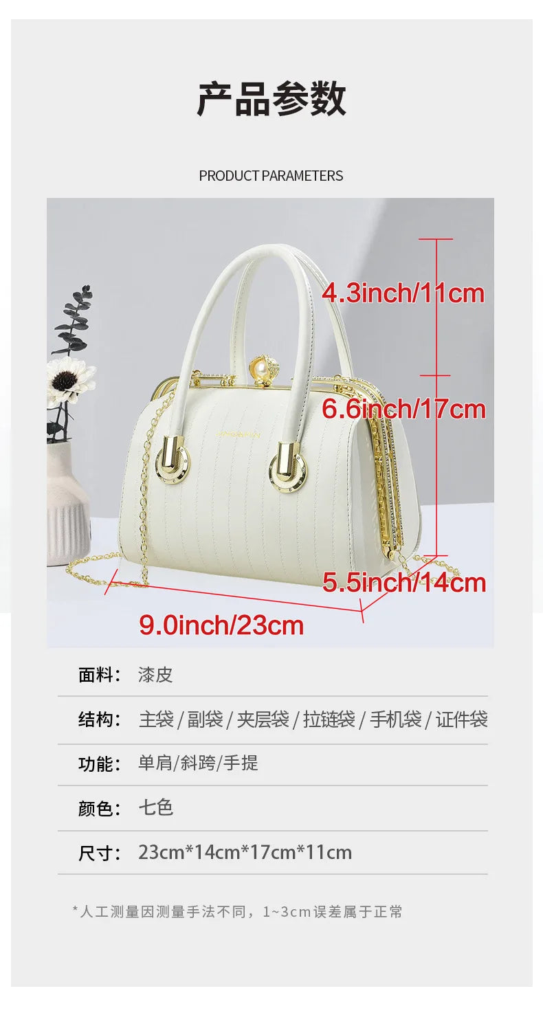 Retro Pu Leather Women's Handbag Fashion Girls Crossbody Shoulder Bag High-quality Exquisite Women's Boston Pillow Bag