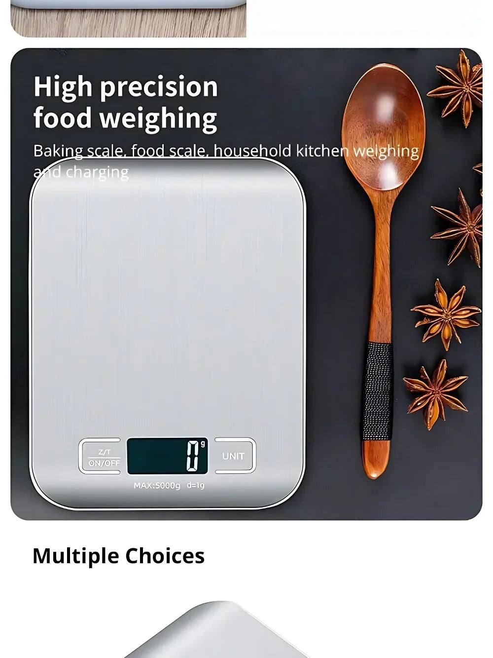 Digital Kitchen Scale Stainless Steel LED Display 5kg 1g Panel Electronic Scales Home Jewelry Food Snacks Weighing Baking Tools