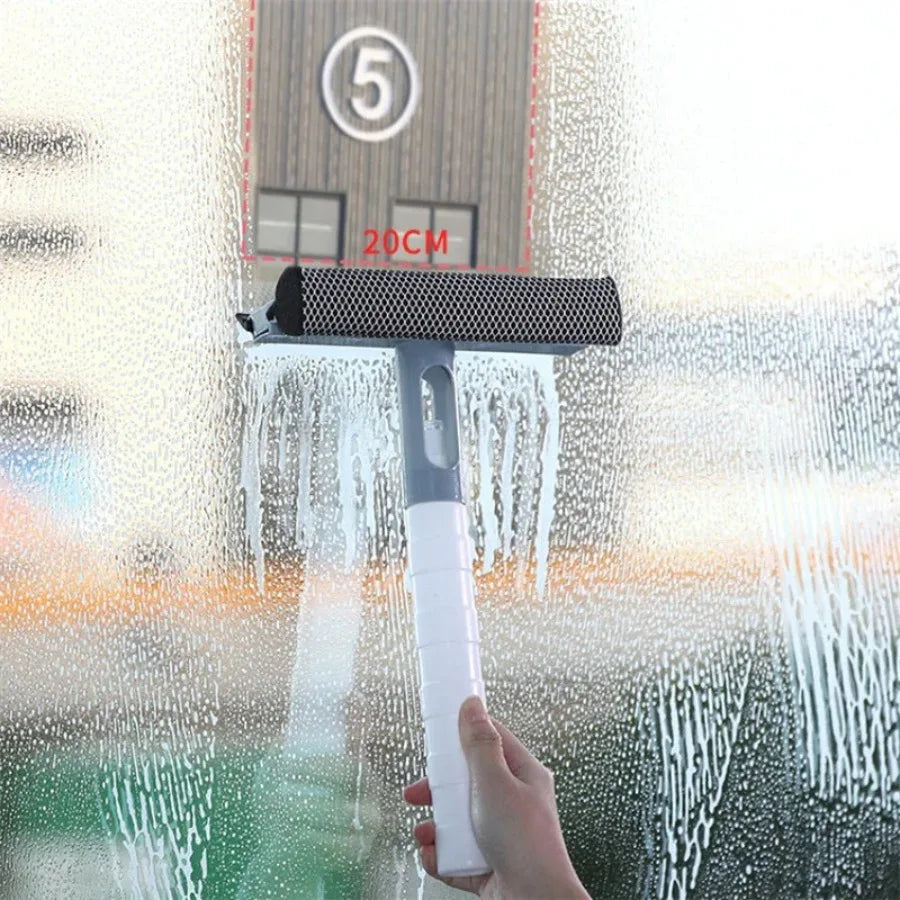 Double Sided Window Cleaning Wiper 3 in 1 Window Cleaning Brush Glass Wiper for Bathroom Mirror Window with Spray