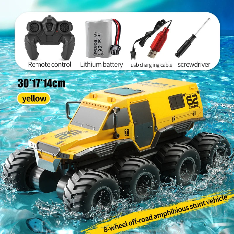 ﻿ JJRC Q137 8x8 2.4G Remote Control Car 8wd Off-road Amphibious Stunt Vehicle 8-Wheel Speed Racing Truck Waterproof Crawler Toys