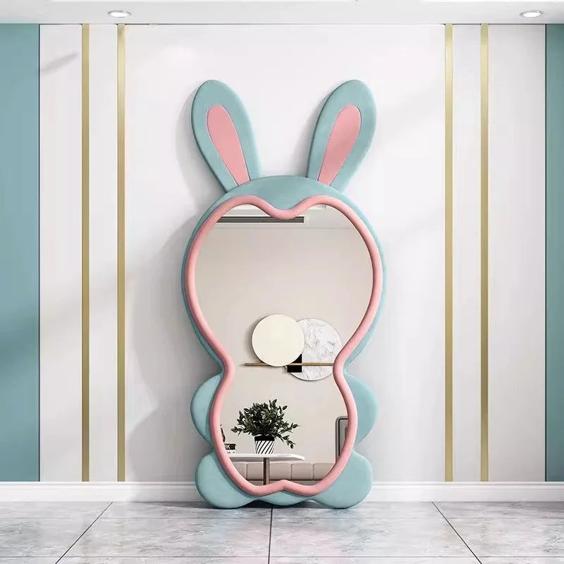 Rabbit exterior design whole body mirror large Cream style high-end elegant Floor standing full-length mirror bedroom furniture
