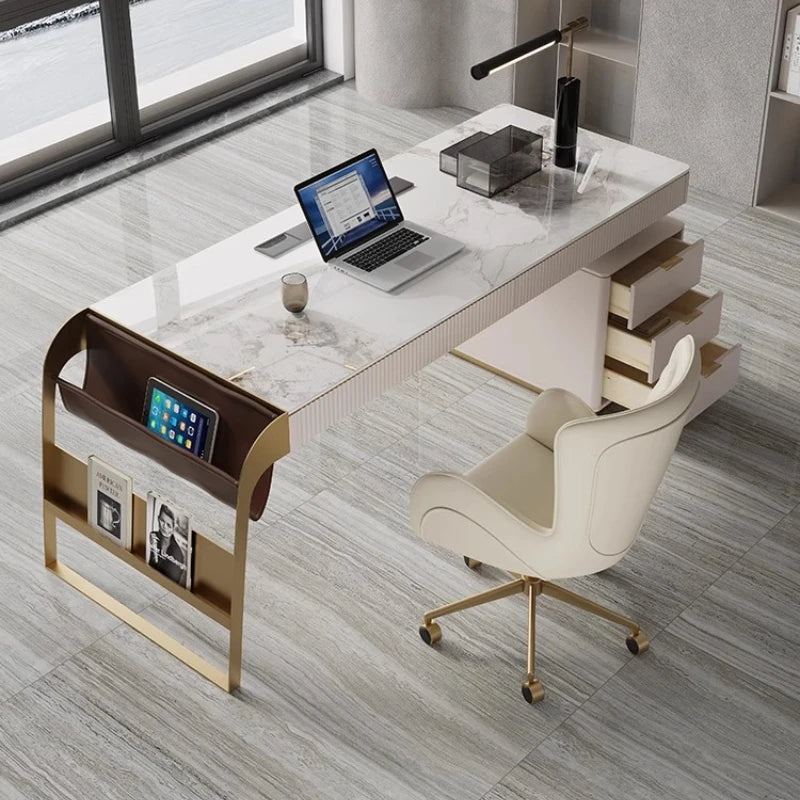 Nordic office desk with cabinets Modern high-end luxury countertop computer desk Elegant Design mesa para computador furniture