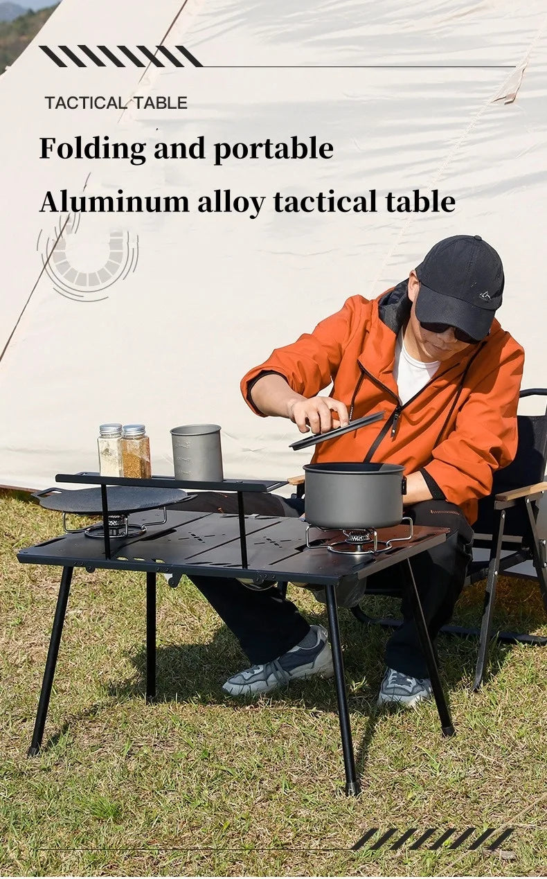 Outdoor Lightweight Folding Table Camping Hiking Travel Fishing Retractable Small Table Military Green Aluminum Alloy RuggedDesk