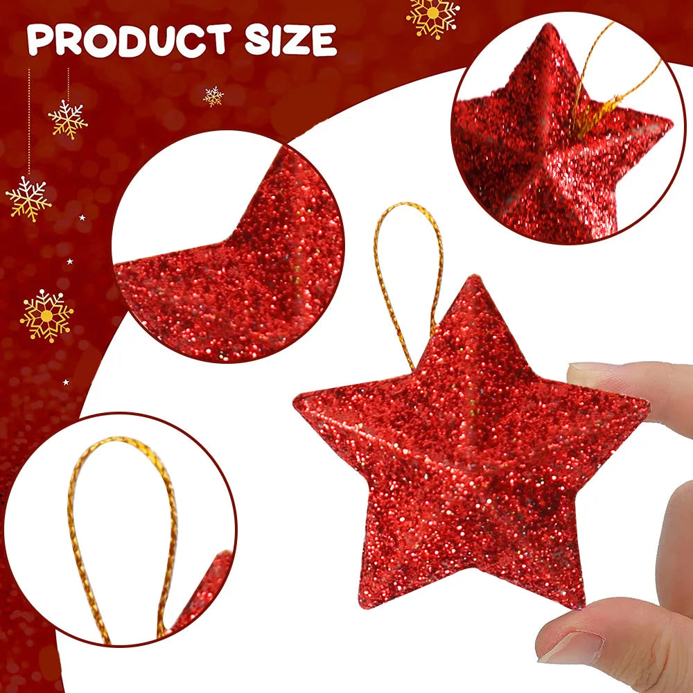 Christmas decoration pendant, Christmas tree decoration, golden three-dimensional star pendant
