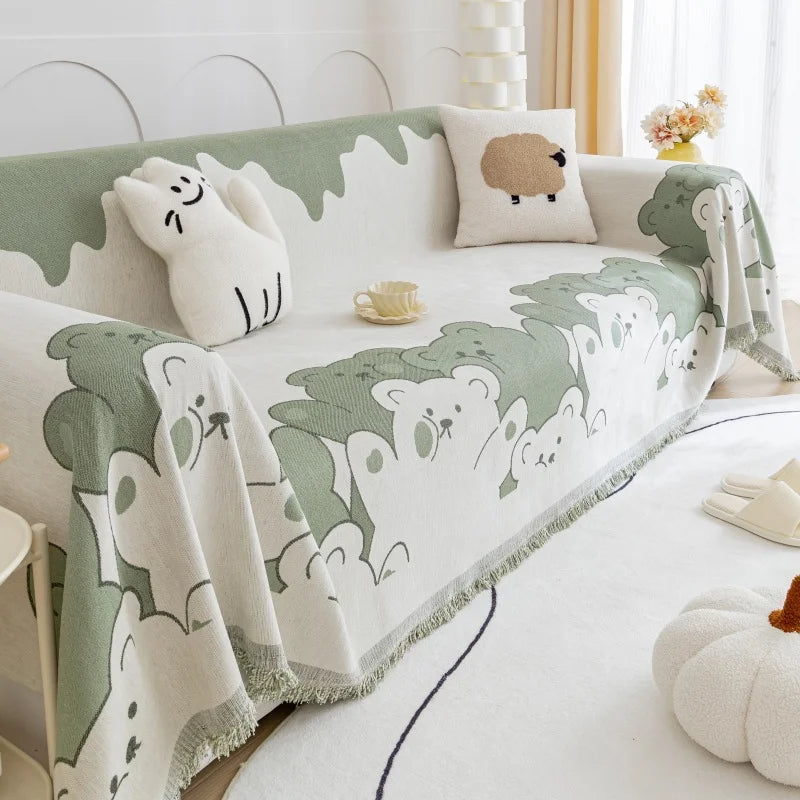 Soft Chenille Sofa Cover Anti-slip Full Coverage Throw Blanket, Nordic Ins Style All-Season Couch Protector